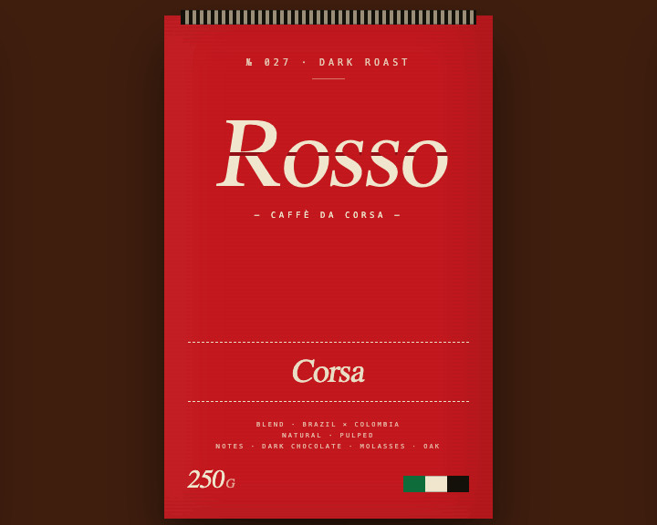 Rosso Coffee — Corsa dark roast, 250g pouch